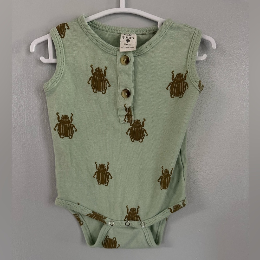 Kate Quinn Mint and Brown Bug Print Bodysuit